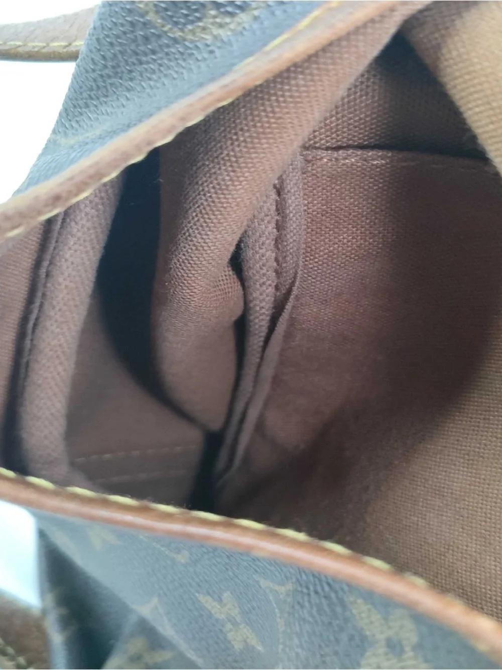Large Saumur 35 LV Monogram Crossbody Messenger Bag in Brown and Tan
